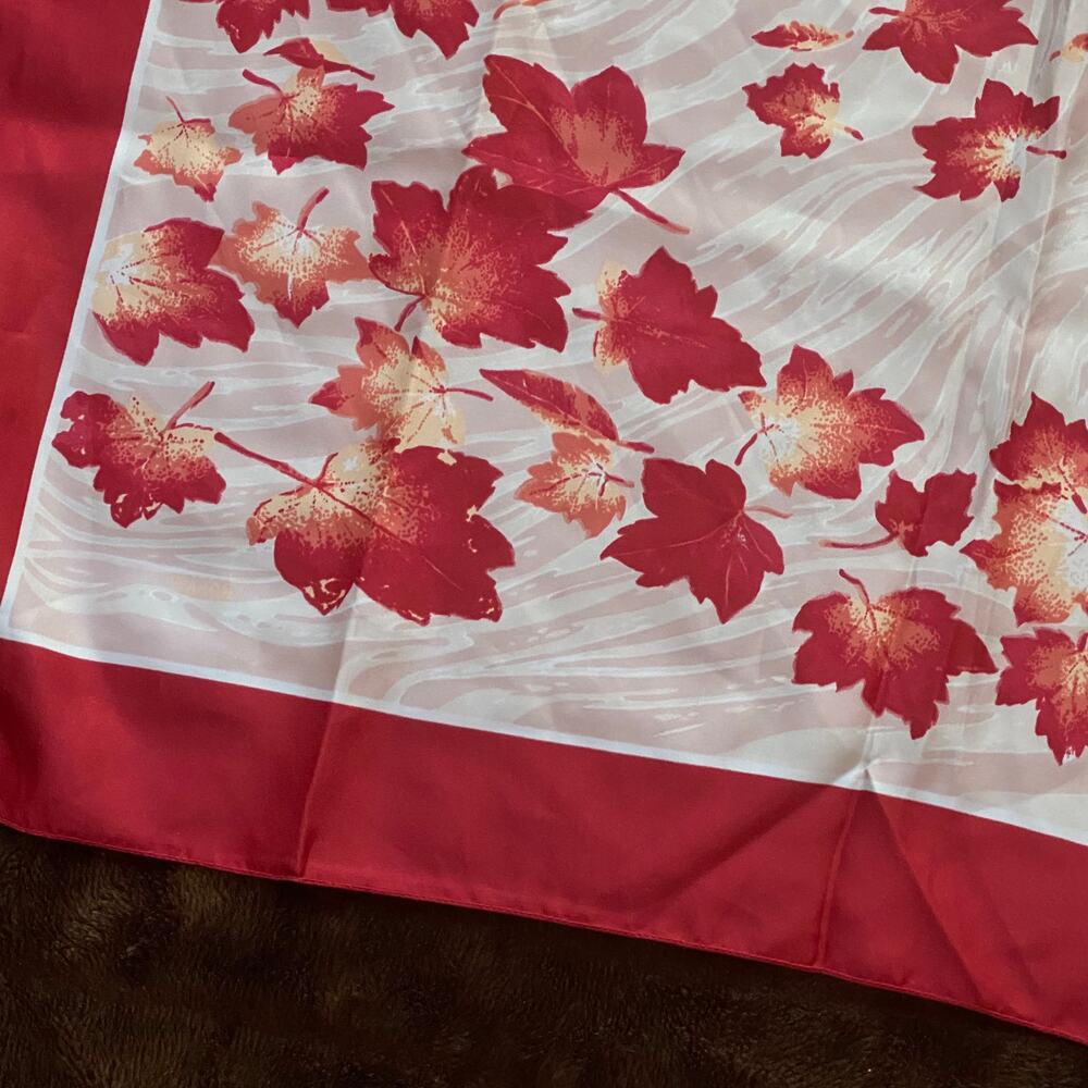 BOMA Red‎ on Ivory Leaf Print 30" Square Scarf Made in Italy